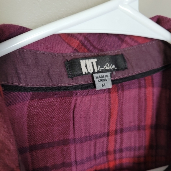 🌀 Kut From The Kloth Flannel Snap Button Down. Purple pink. Very soft! EUC - Picture 3 of 4